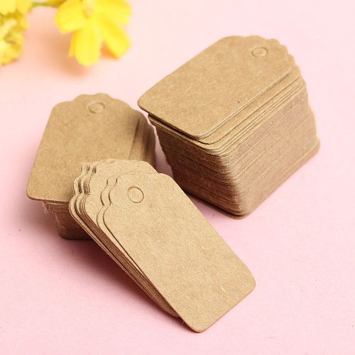 100Pcs Brown Wedding Gift Tag Strings Price Label Card Kraft Paper 30mm