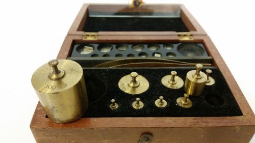 VINTAGE SET OF SCALE WEIGHTS IN WOODEN BOX by CENTRAL SCIENTIFIC COMPANY