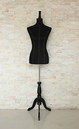 Female Dress Form Mannequin W/ Black Wooden Tripod Base Size 6-8 Medium 34&#034; 2...