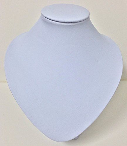 White Leatherette Wide Necklace Bust Jewelry Display Stand Figure