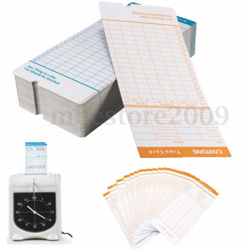 100Pcs Monthly Time Clock Cards For Attendance Payroll Recorder Timecards New