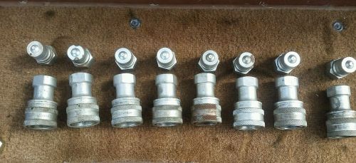 Lot of 8 Hydraulic Fittings Quick Disconnect 1/2 NPT Parker H4-62 &amp; H4-63