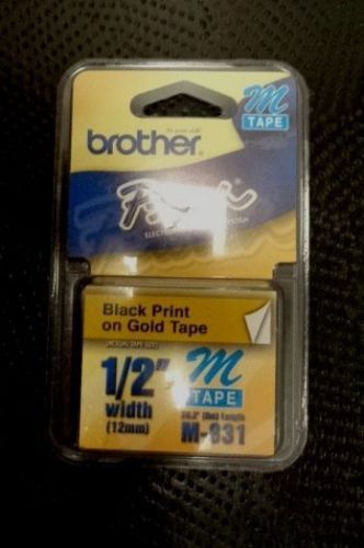 Brother p-touch m tape m-831  gold tape black print 1/2&#034; x26ft 12mm for sale