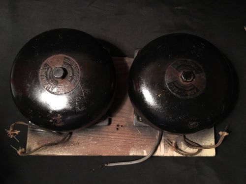 Vintage old edwards adaptabel bell 12 volt gas fire station alarm loft decor (2) for sale