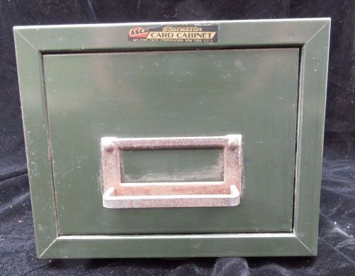 Vintage Army Green ASCO Steelmaster Card File Cabinet Box