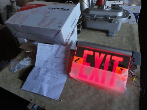 NEW Old Stock McPhilben 44R LINE UNIVERSAL LED EDGE LIT RED EXIT SIGN