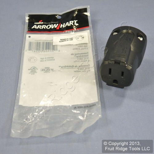 Cooper arrow hart black quickgrip straight connector nema 5-15 15a 125v ah5969bk for sale