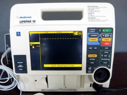 Lifepak 12 Biphasic 3 Lead ECG AED Pacing SpO2 W/ Finger 2 Batteries