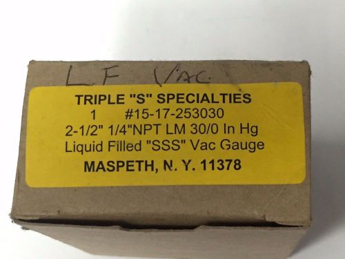 Triple &#034;s&#034; specialties 15-17-253030 2-1/2&#034; 1/4&#034; npt lm 30/0 in hg gauge for sale