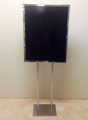 Retail Chrome 2-Sided Sign Holder Floor Stand &amp; 2 Dry Erase Blackboards 5&#039; x 22&#034;