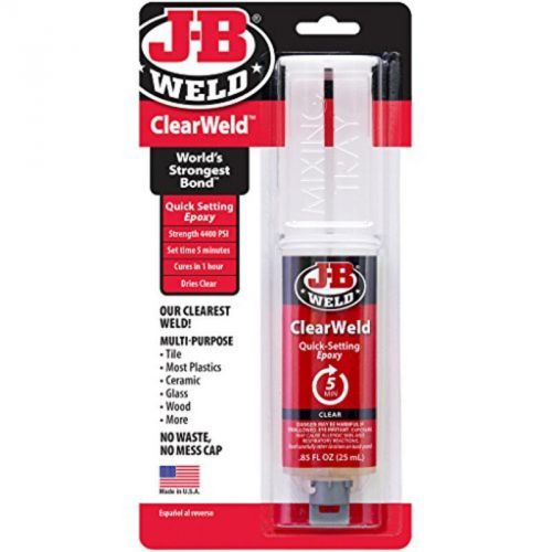 Clear 25 ml clearweld quick-setting epoxy syringe j-b weld 50112 043425501127 for sale