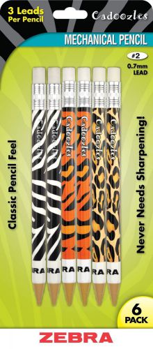 Zebra Pen Cadoozle Animals Mechanical Pencil 0.7mm Assorted 6 Pack (51606)