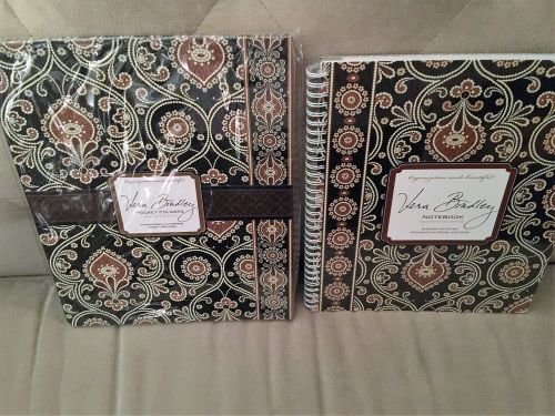 Vera Bradley notebook and matching folders, retired pattern Caffe Latte, NEW