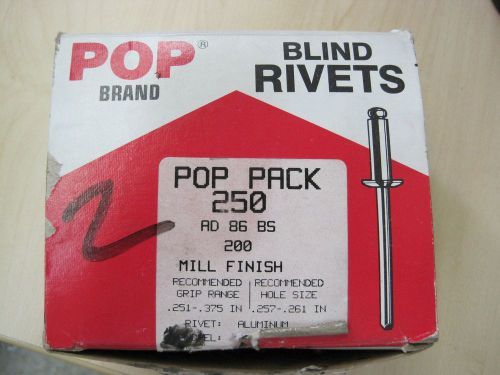 250 Aluminum Blind Pop Rivet, AD 86 BS, mill finish