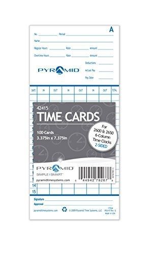 Pyramid 42415 Genuine Time Cards for 2600 &amp; 2650 Auto Aligning Time Clocks,