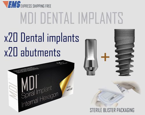 x20 MDI dental implant + x20 Straight Abutments  + Ems Free