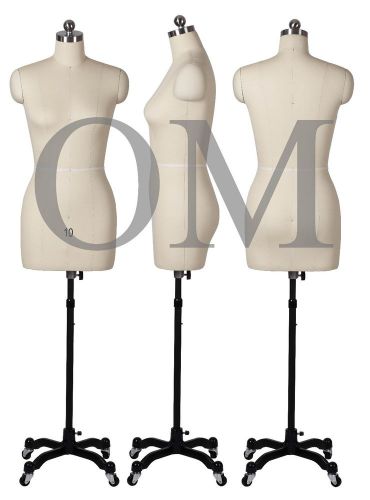 FEMALE FULLY PINNABLE DRESS FORM MANNEQUIN W/MAGNETIC SHOULDERS SIZE 10 (MT 10)