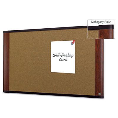 Cork bulletin board, 36 x 24, aluminum frame w/mahogany wood grained finish for sale