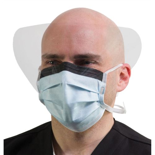 Disposable Procedure Face Mask Eye Shield Tie-on Blue 120mm HG 100 pk