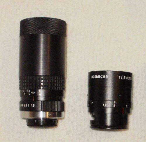 Lot of 2 Cosmicar 1:1.8 50mm Camera Lens C-Mount CCTV Microscope Computar Parts