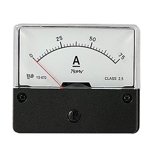 Amico DC 0-75A Rectangle Panel Analog Meter Amperemeter Class 2.5 Accuracy