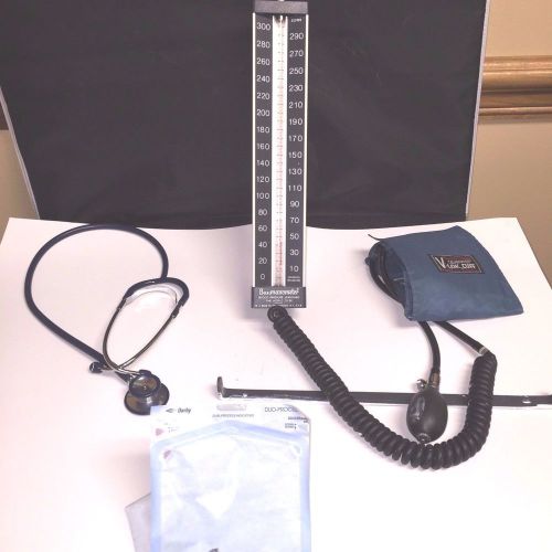 Baumanometer Wall-Mounted Blood Pressure Gauge w/ Patient Cuff  &amp; Stethoscope