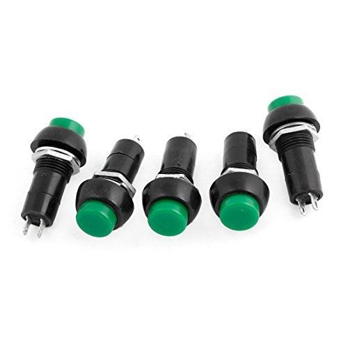 Uxcell ac 250v 3a green round cap momentary push button spst horn switch 5pcs for sale