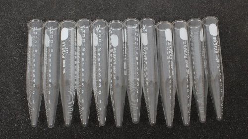 Lot of 12 corning pyrex 15 ml graduated centrifuge tubes 8080-15 for sale