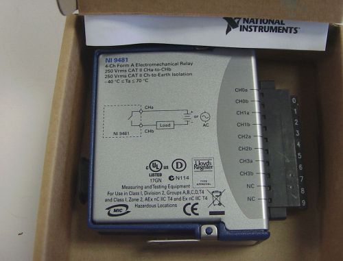 National Instruments NI 9481 SPST Relay, 60 VDC/250 Vrms, 4 Ch Module, 779006-01