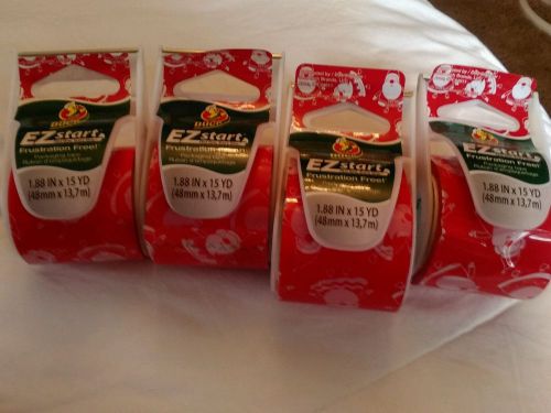 Decorative packaging tape 1.88x15 yards four rolls red w/ santa