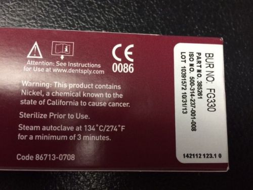 Dental Midwest Carbide Burs FG 330, Friction Grip (100 burs) in a box 385261
