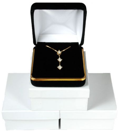 3 Piece Black Velvet Necklace Earrings Jewelry Gift Box 2 5/8&#034; x 2 5/8&#034; x 1 3/8&#034;