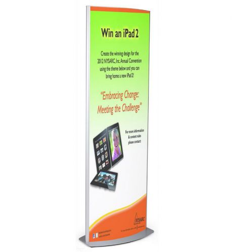 Banner 24 x 72 poster stand for floor double sided curved silver free shipping for sale