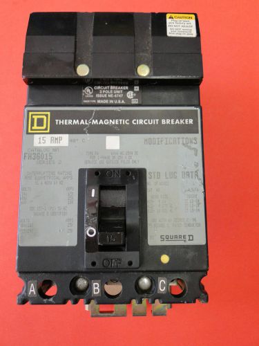 Square d i-line circuit breaker 15a fh36015 for sale