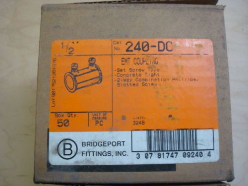 Lot of 50 bridgeport 1/2 zinc emt coupling 240-dc coupling 1/2&#034; new nib regal for sale