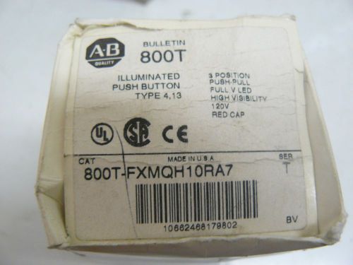 NEW ALLEN BRADLEY 800T-FXMQH10RA7 SERIES T PUSH BUTTON 30.5MM TYPE 4/13 RED LED