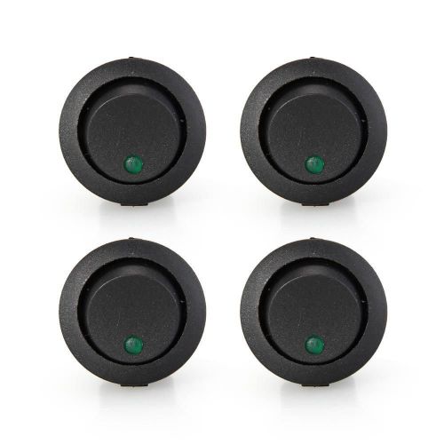 4 mini round green led rocker indicator switch 3 pin on-off 12v dc for sale