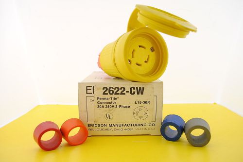 Ericson 2622-CW  Perma-Tite Locking Connector 30Amp 250V 3-Phase GRND L15-30R