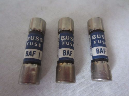 Lot of 3 Bussmann Buss BAF-1 Fuses 1A 1 Amp Tested