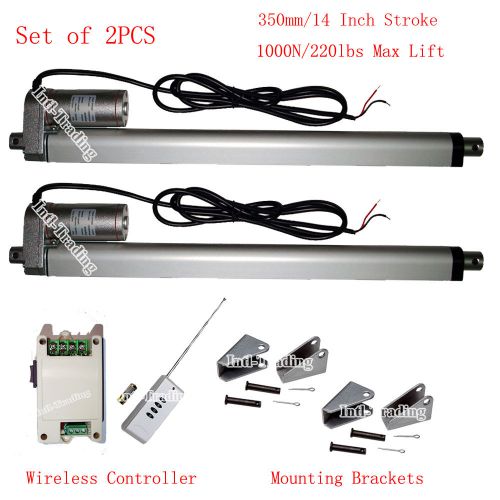 Set of 2 dc12v 14&#034; stroke 220lbs linear actuators &amp;bracket&amp;wireless control kits for sale
