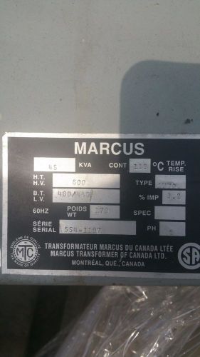 Marcus transformer 45 kva (554-1197) for sale