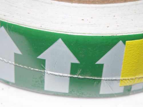 WHITE ON GREEN  directional flow arrow tape Brady 1&#034; x 90 foot roll 4T562