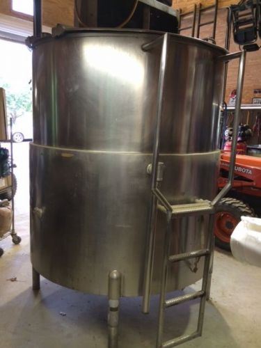 800 gallon stainless steel vertical jacketed mix tank w/ dual agitation &amp; lids for sale