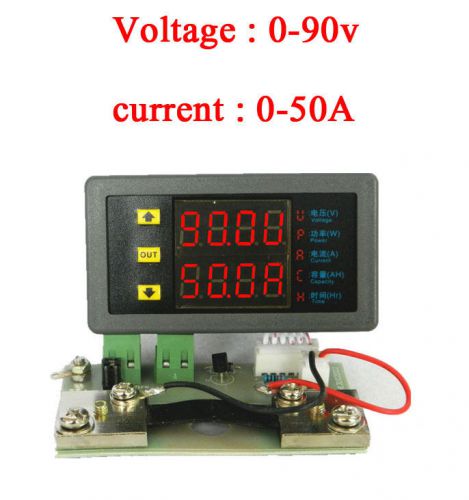 90V 50A DC digital voltmeter Ammeter power meter Battery capacity time 12v 24V
