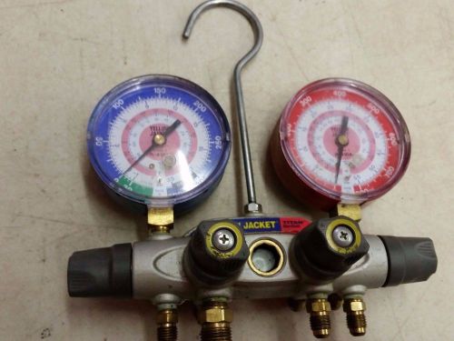 Yellow jacket titan 4-valve manifold &amp; gauges r-410a for sale