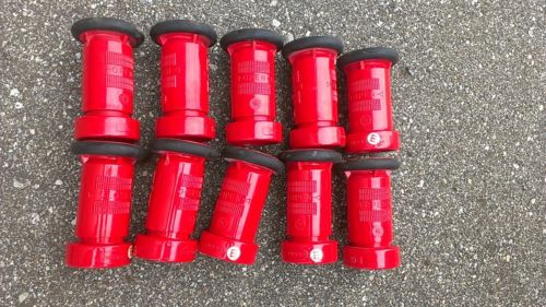 Lot of 3 new beco thermoplastic 1 1/2&#034; nst red fire hose nozzle model 15 for sale