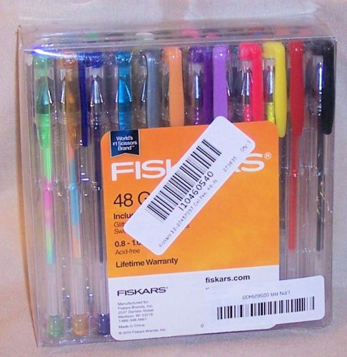 Fiskars Gel Pens 48 Piece Pen Set Glitter Neon Metallic Swirl Acid Free Art