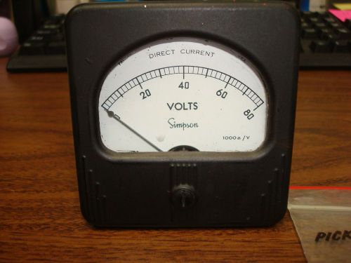Simpson direct current volts dc meter 1000a/v 0-80 part# 41522 from power supply for sale