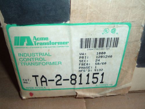 Acme Transformer TA-2-81151 VA:1000 1 phase 120/240V-AC 24V