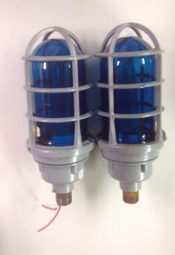 LOT OF 2 killark light fixture with cage and blue globe